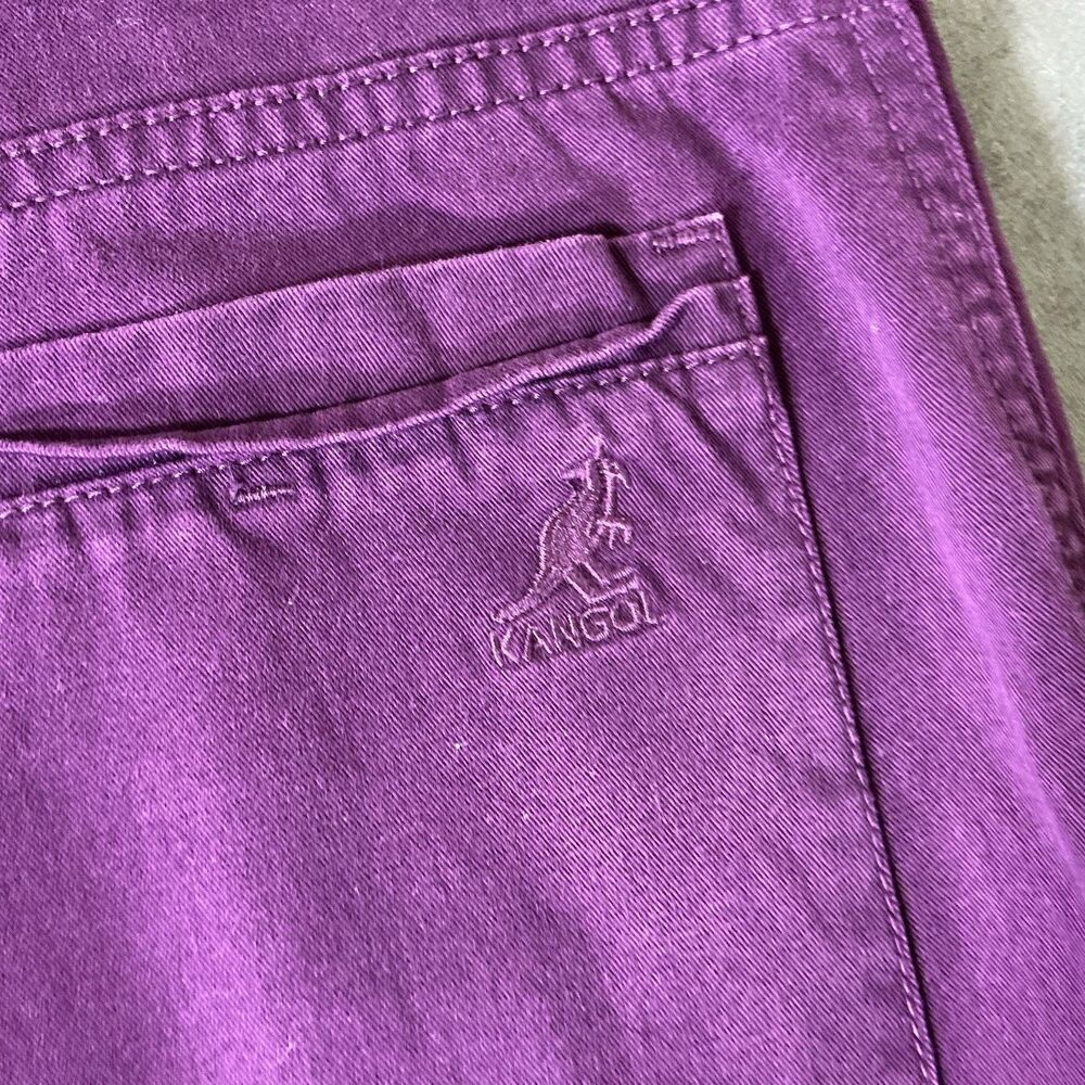 Kangol Mens Small Shorts Purple Port Mid Length Chino Button Fly Vintage Bang